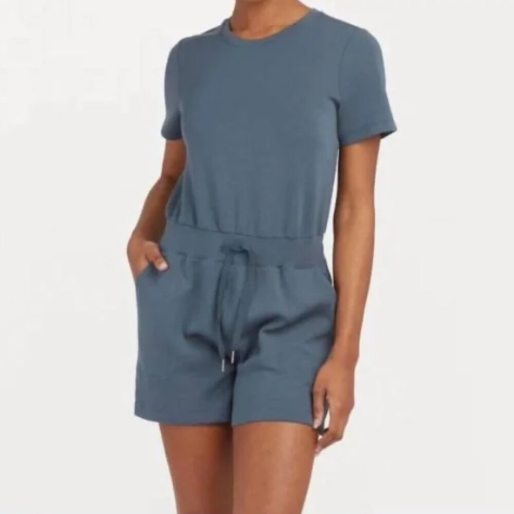 Spanx Pants & Jumpsuits | New Spanx Airessentials Short Sleeve Romper In TEAL